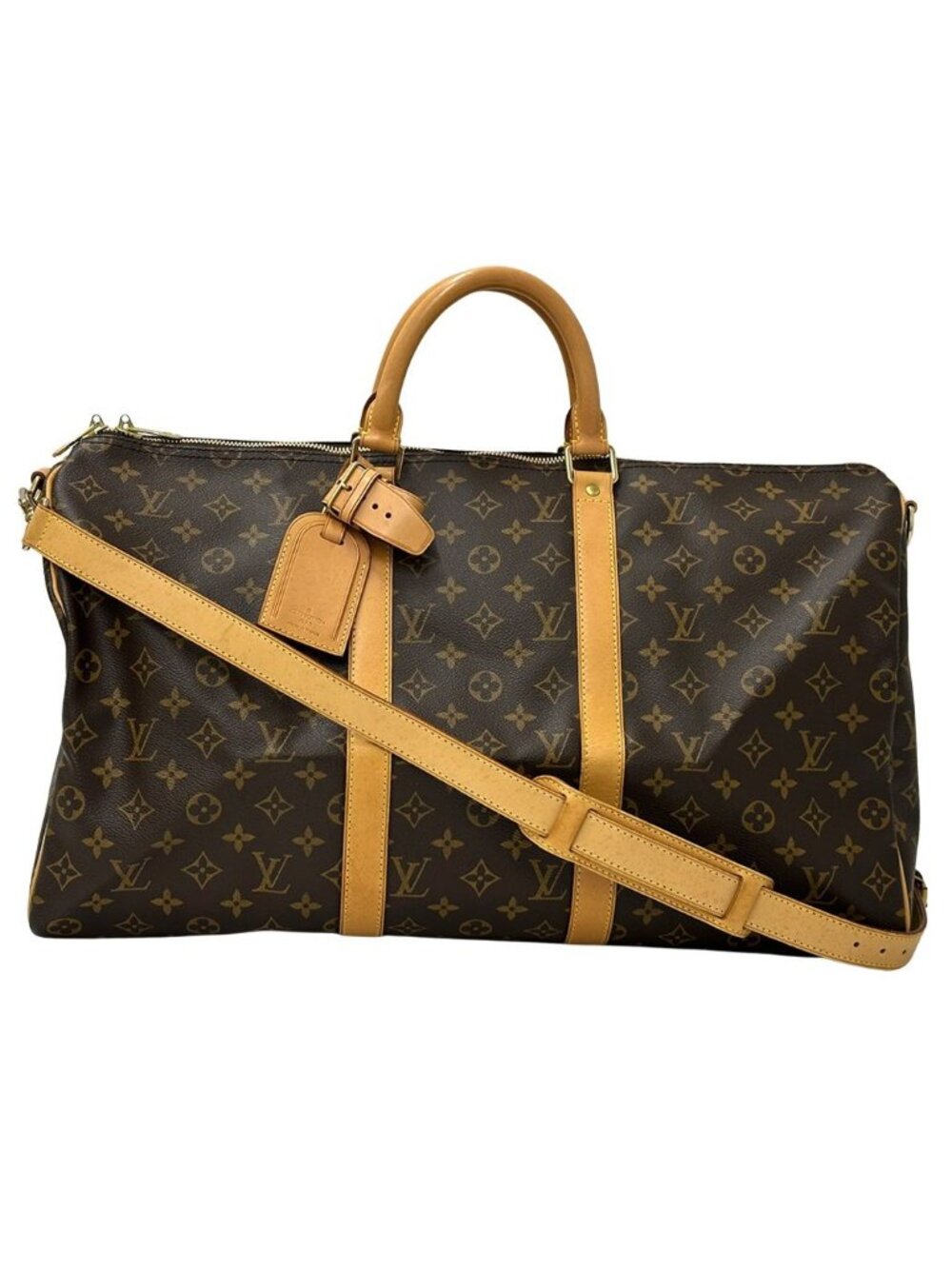 Louis Vuitton Monogram Boston Canvas Keepall Bandouliere 50 Brown Large Travel